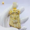 Kundenspezifischer vergoldeter Sterling Silber Vvs Moissanit Jesus-Kopf-Anhänger für Männer
