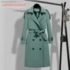 Spring Autumn New Windbreaker Women's Korean Version midja Slim High-End Atmospheric Lads 'Long Trench Coat for Women 278C