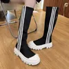 Boots Womens Winter Square Heel Knee High Sock Slip on Round Toe for Women Ladies Comfortable Casual Platform 230909