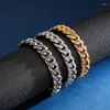 Bracelets de liaison hiphop miami en acier inoxydable en acier inoxydable chaîne cubaine pour hommes avec des accessoires de bijoux de mode de zircon CZ