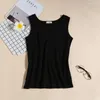 Tanques de mujer Verano Mujeres Slug Algodón Cómodo Tank Top Sólido O Cuello Sin mangas Tees Soft Base Camisa Corea Estilo Streetwear Alta Calidad