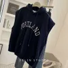 Frühling Und Herbst Koreanischen Mit Kapuze Pullover Brief Weste Weibliche Lose Dünne Gefaltete Ärmellose Pullover Ins Trend