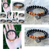 Frisado Sn1081 Grau Preto Ágata Rudraksha Pulseira de Alta Qualidade Onyx Rústico Yoga Mala Beads Jóias Atacado Drop Delivery B Dhgarden Dhnb7