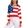 Women's Blouses Soft American Flag Blouse Women Celebrate USA Red White Blue Korean Fashion Loose Long Sleeve Pretty Shirts Design Top