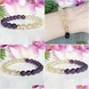 Beaded Mg1574 Strand Natural Citrine Amethyst Gemstone Womens Bracelet Healing Crystals Mala Anxiety Relief Yoga Gift Idea D Dhgarden Dhhqy