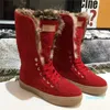 Buty Designer Boots damski kowbojski śnieg czarna skórzana kobieta