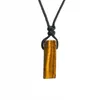 Square Natural Stone Bar Pendant Necklace Oregelbunden platt läkande ädelsten Amethyst Crystal Halsband Kvinnor Män hiphop mode smycken