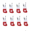 Christmas Decorations Mini Stocking Snow Design Xmas Cute Home Socks Gifts Bag Spoons Forks Drop Delivery Garden Festive Party Supplie Dhljd