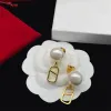 6 Style Designer Pearl Earrings Ladies Stud Earrings Luxury Gold Crystal Double V 925S Silver Jewellery Classic Classic High End G239125PE-3