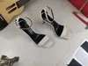 Sandali con tacco alto con cinturino alla caviglia per scarpe da sera da festa open-toe in vera pelle da donna, scarpe eleganti per banchetti, suole in cuoio, tacchi alti, calzaturificio 35-42