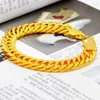 Braccialetti a maglie Gioielli da uomo massicci e pesanti Bracciale in oro giallo massiccio con catena doppia cubana lunga 9 pollici