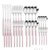 Dinnerware Sets Luxury Kitchen Cutlery Set Pink Sier Stainless Steel 32Pcs Knife Fork Spoon Dessert Tableware Eco Friendly Drop Delive Dh23D