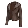 Veste en cuir femme Punk PU Faux vestes courtes printemps automne basique Bomber moto noir rouge rose marron manteau