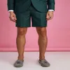 Casual Summer Green Wedding Tuxedos Beach Suits For Men Short Groom Wear Formal Dinner Prom Party Blazer Men's Blazers321p