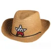 New baby summer Straw hats kids five star sun caps Infant cowboy hat children top hat jazz cap baby photography prop