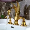 TI-Gold 3 trous 8 robinet d'évier en forme de cygne répandu, robinet de lavabo, poignées en forme de cygne, nouveau monté sur le pont 329a