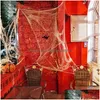 Dekoracja imprezy 20G Halloween Scary Decor Elastery Spider Web Cobwes Bawełniany Horror dla baru Haunted House Scena Props Drop dostawa dhlp3