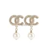 Stud double pearl earrings CHANNEL Stud Earrings Diamond Pearl Dangle Earrings High Quality Not Fade 19 Styles Wedding Jewelry for Womens teardrop pearl earrings x0