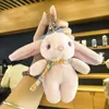 Plush Keychains Creative Cartoon Long Ear Rabbit Keychain Doll Pendant Ryggsäck Tillbehör SCARF Fashion Toy Girl Gift 230911