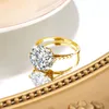 Anéis de casamento Szjinao Massive Certified 12mm 6ct Anel de corte redondo para mulheres 925 prata diamante teste passar jóias venda 230909