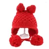 Berretti invernali Pompon Skullies Berretti Orecchie da cartone animato per bambini Cappello da bambino carino Crochet lavorato a maglia Boy Girl Costume Beanie Hats Berretto hip-hop