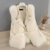 Women's Fur 2023 Autumn Winter Patchwork Faux Vest Female Short Slim Fit Coats Ladies Imitation Waistcoat Y452