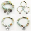 ビーズSN1177 NEW WOMENS BRACELET天然石ヨガブレスレットファッションデザインファセットA-Mazonite Lotus Ohm Buddha Dreav