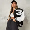 Frauen Buchstaben doppelte Baseball -Jacke mit doppelter Gewinde Mädchen Varsity Mantel Dessinger geschnittene Patchwork -Schaltbuchstaber Jacken HY21373PU