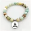 ビーズSN1177 NEW WOMENS BRACELET天然石ヨガブレスレットファッションデザインファセットA-Mazonite Lotus Ohm Buddha Dreav