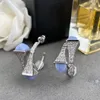 Marli-Ohrringe für Damen, Designer-Ohrring, diamantvergoldet, offizielle Replik, Premium-Geschenk, Pyramidenform, eingelegt mit natürlichen Edelsteinen E001