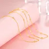 Kedjor AU750 18K Gula guldsmycken Verklig halsband för kvinnlig kvinnlig Rolo Pärlkedja 2mm 40-45 cm gåva