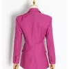 Damespakken Street chic tuniek hoge taille lange mouw zwart roze blazer jas dames 2023 lente vrouwelijke mode kleding