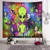 Alien-Wandteppich, Heimdekoration, psychedelisches Wandtuch, Anime-Muster, Teppichkunst 210608308T