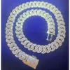 Yüksek kaliteli hip hop takıları 15 mm baget vvs moissanit elmas zinciri 925 STRING Gümüş Küba Bağlantı Zinciri