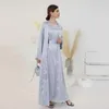 Abbigliamento etnico Abaya Set per donna Tessuto in raso Islamico musulmano Modesto 2 pezzi Abito senza maniche Kimono Dubai Hijabi (senza sciarpa)