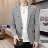 Costumes pour hommes Blazer Mode Printemps Automne Vêtements Costume Homme Veste Fine Motif À Carreaux Casual Slim Fit Fantaisie Party Blazzer Manteau