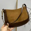 Suede Vintage één schouder onderarmtas Hobo Crossbody portemonnee Dames Designer Handtas Afneembare schouderriem Mode Letterprint Rits Open Hoge kwaliteit