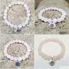 Beaded MG0847 Fashion Yoga Armband för kvinnor Natural Rose Quartz Lotus Charm Crystal Mala smycken Drop Leverans Armband Dhgarden Dhwoy