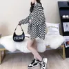 Women's Blouses EWSFV 2023 Autumn Black White Checkerboard Plaid Shirt Women Chic Versatile Loose Coat Flavor Tide Ladies Tops