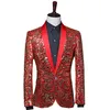 Herrenanzüge Blazer Fancy Pailletten Schal Revers Männer Anzug Blazer Bühnenshow Mantel Sänger Jahreskostüm Jacke Blazer1242l