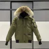 Homens para baixo canadense homens piloto jaqueta real lobo pele com capuz carta remendo zíper bolsos quentes grosso outwear designer mulheres casaco de inverno l230911