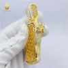 مخصصة الذهب المطلي بالجنيه الاسترليني Sier VVS Moissanite يسوع قلادة للرجال