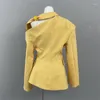 Women's Suits Blazers 2023 Summer In External Clothes Wool Blended Asymmetric Coat Korean Fashion Hollow Out Jacket