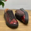 Chaussures habillées 2023 Haute Qualité Véritable Véritable Peau De Crocodile Hommes Chaussure Maalligator Cuir Loisirs Sneaker Cire Couleur Rouge Bleu Gris