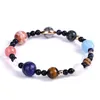 Pulsera de planetas de galaxias del universo, pulsera de piedra de estrella de arena azul, pulseras de galaxia del universo, joyería de moda