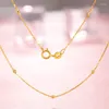 Chaînes Au750 18K Bijoux en or jaune Collier réel pour femmes Femme Rolo Perle Chaîne 2mm 40-45cm Cadeau