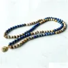 Beaded Mg1385 Matte Picture Jasper 108 Mala Bracelet High Quality Lapis Lazi Womens Yoga Spiritual Necklace Drop Delivery Jew Dhgarden Dhiej