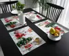 Tapetes de mesa 4/6 Pcs Placemat Winter Wonderland Tapete de Natal para jantar Acessórios de cozinha Café Chá