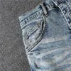 Denim amiryes jeans tasarımcı pantolon adam erkek jean kapalı yıkama su mavi delik aşınmış kaju fıstığı ışık ince fit erkek ve kadın yüksek cadde moda markası IH01