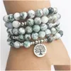 Perlen Sn1169 108 Mala Armband Baummuster Achat Yoga Halskette Beste Meditation Spirituelles Geschenk für Sie Drop Delivery Schmuck Dhgarden Dhac6